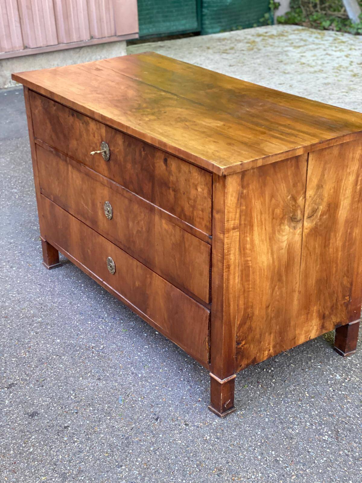 Vintage Louis Philippe walnut commode from the 19th century.