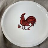 Set of 4 flat plates with red rooster hen decor