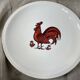 Set of 4 flat plates with red rooster hen decor