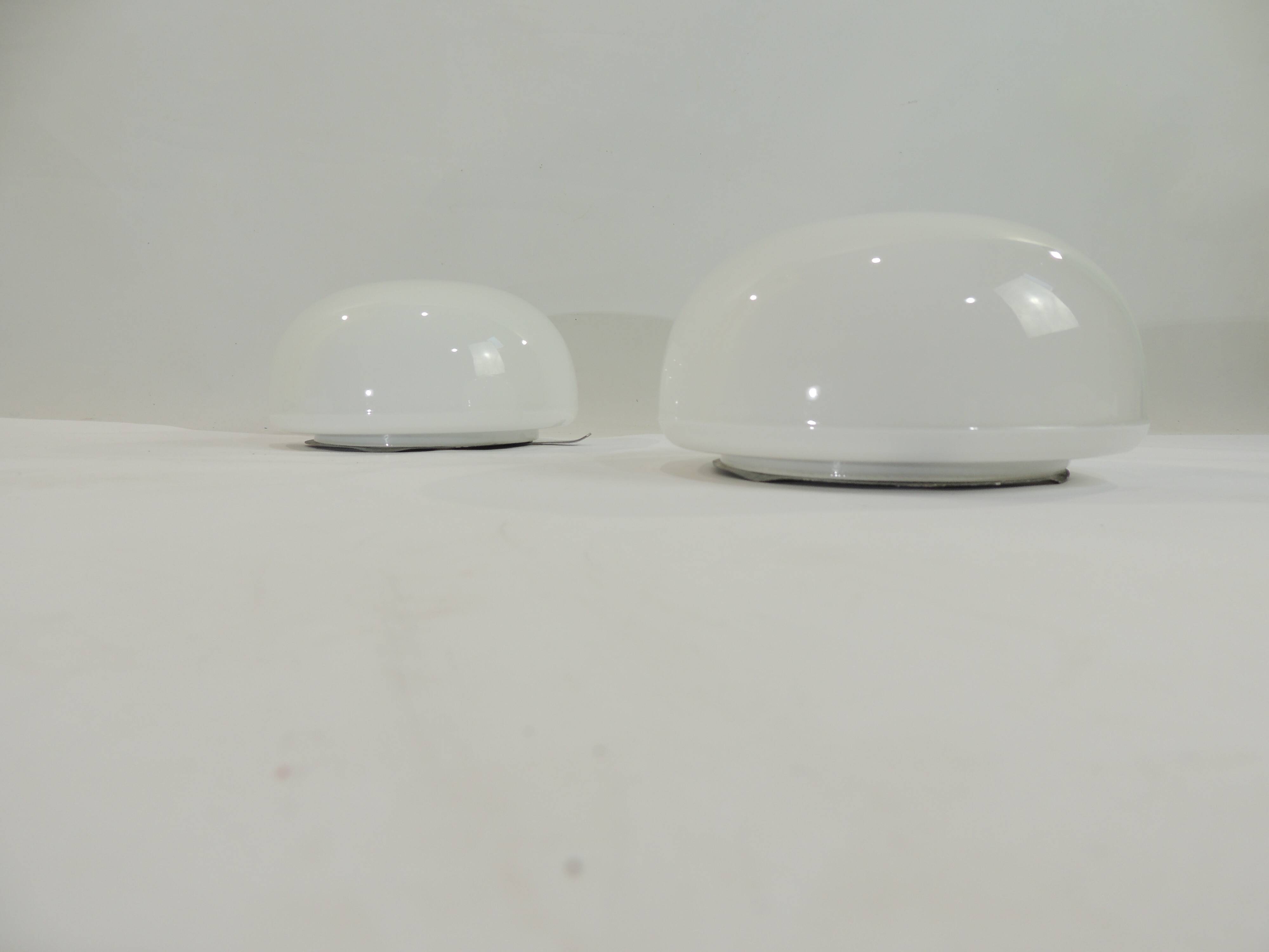Vintage opaline ceiling lamp pair