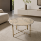 Round marble coffee table with brass base