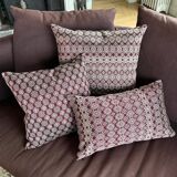 Burgundy and beige Kachin cushion cover (RIDA)