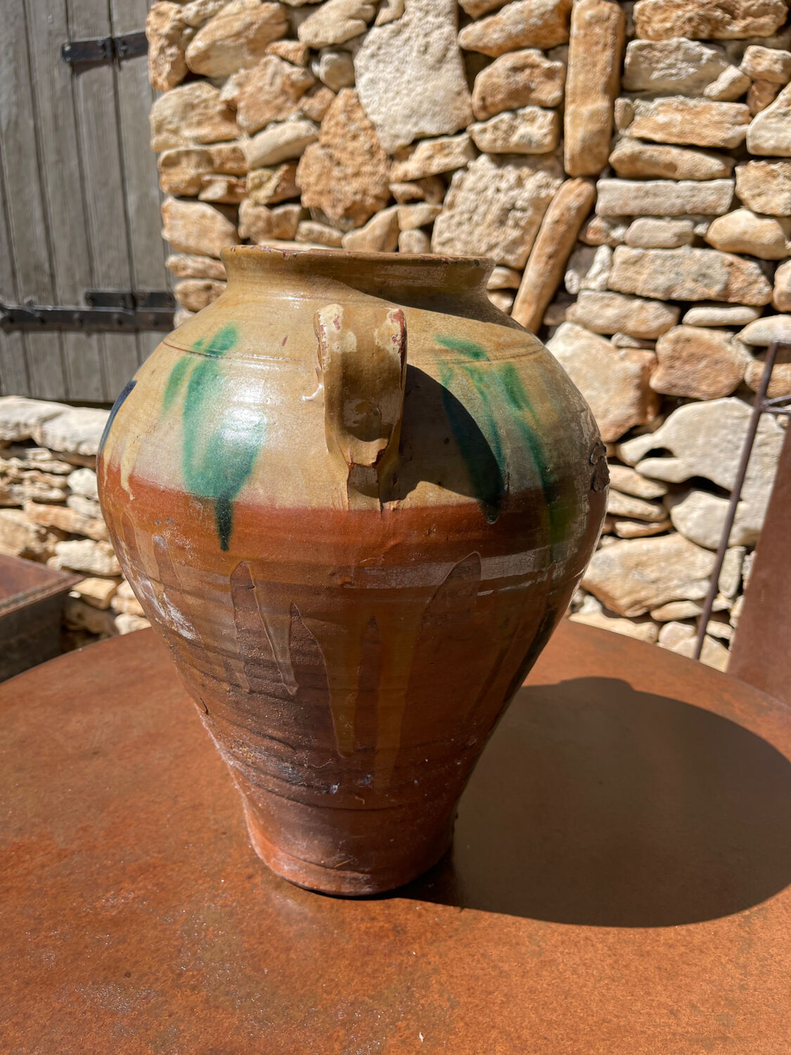 Ancient terracotta pottery jar from the 1920s.