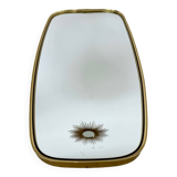 Old gilded brass mirror, 60s design rearview mirror, Schön-form vintage