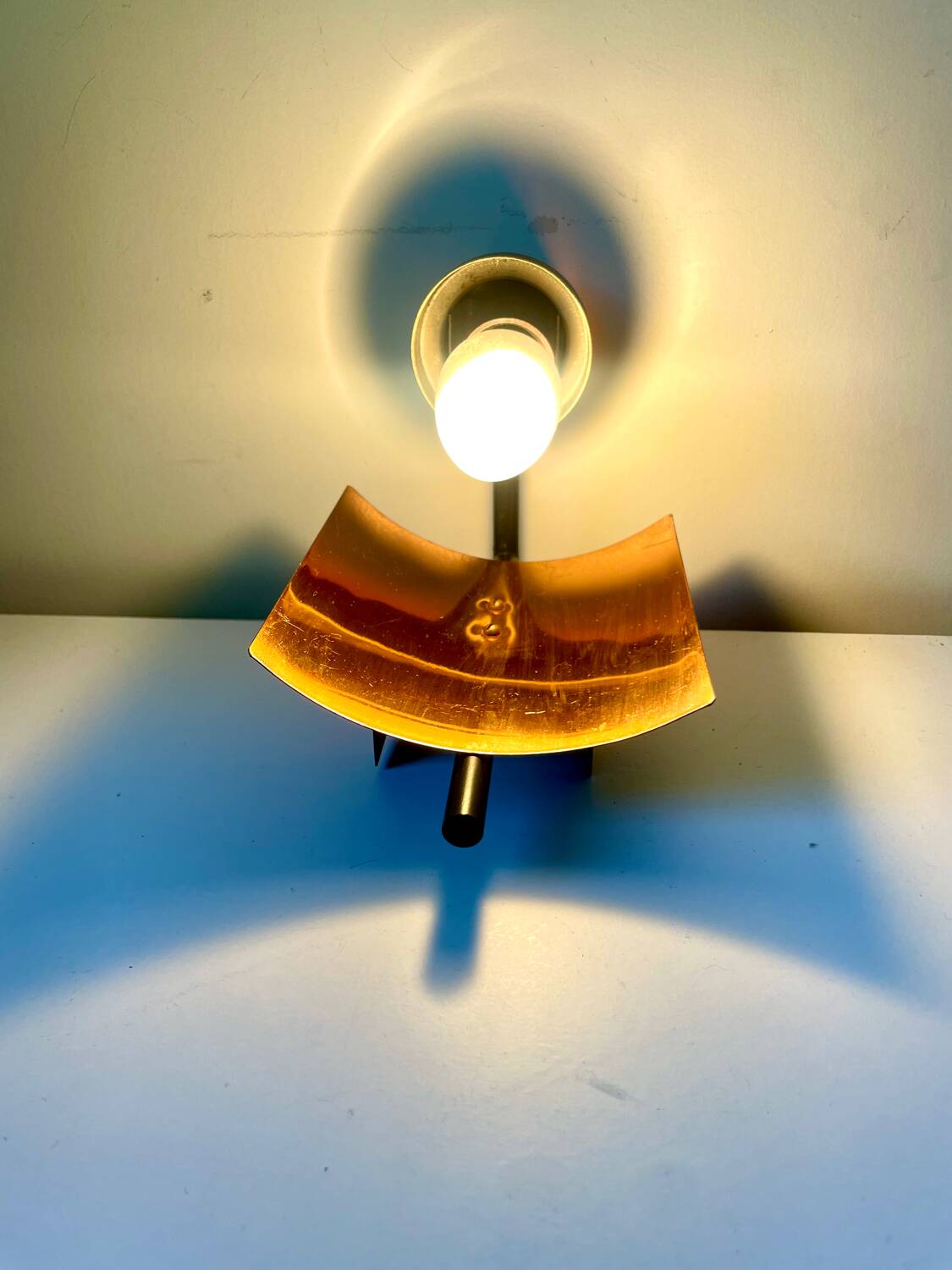 Applique murale Art Déco scandinave en métal/cuivre vintage