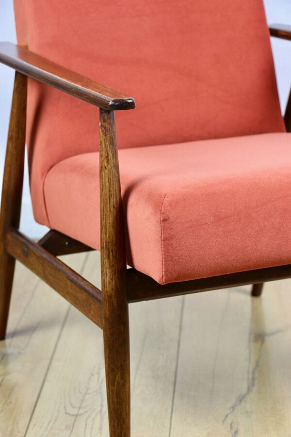 Fauteuil 'Lis', design des années 1970 par Henryk Lis, couleur orange-brique-terracotta - 2 pièces disponibles