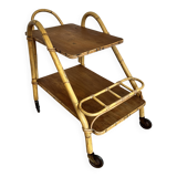 Rattan serving trolley
