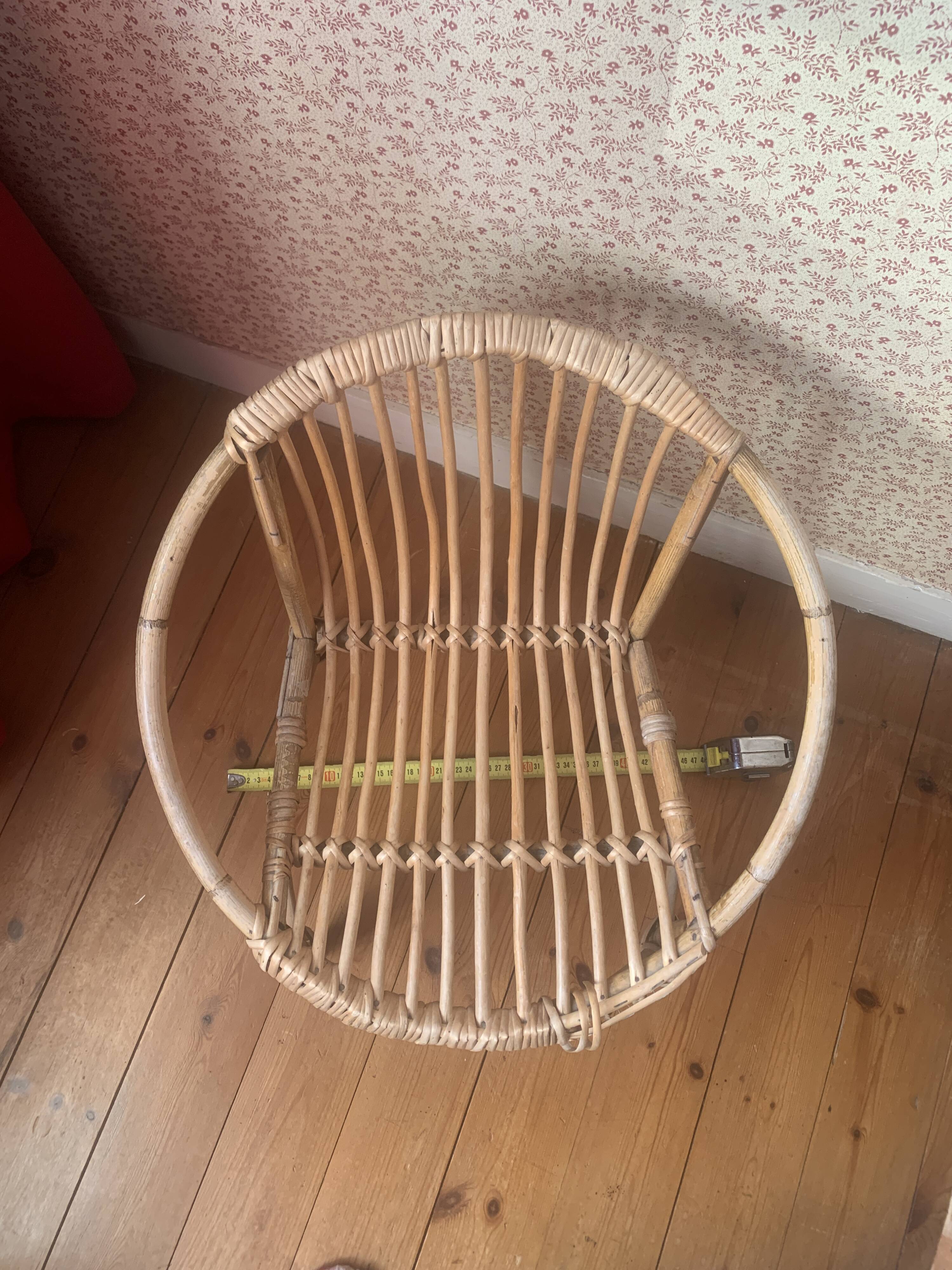 Vintage 1970s rattan children's chair