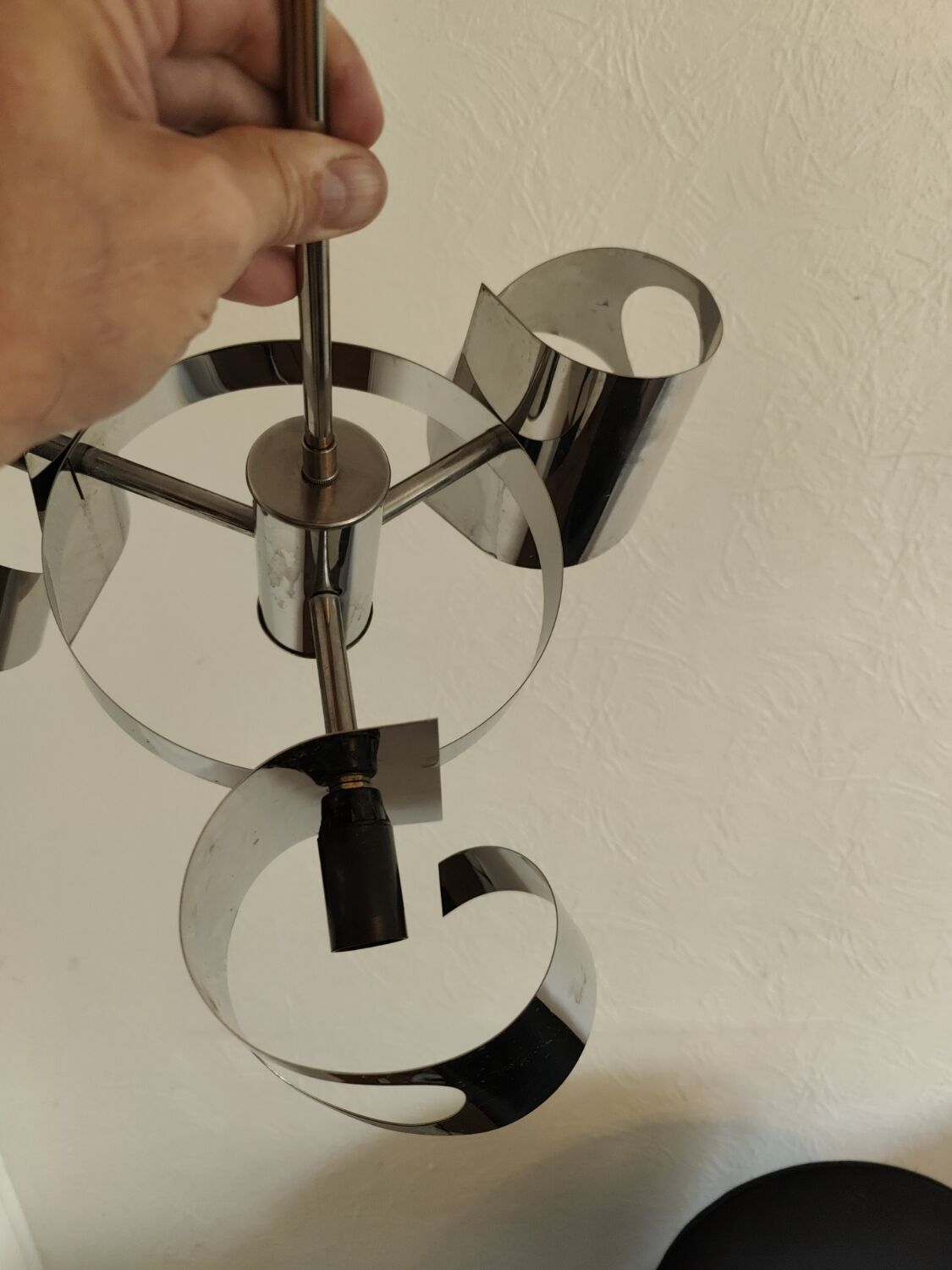 Space age chrome design chandelier suspension