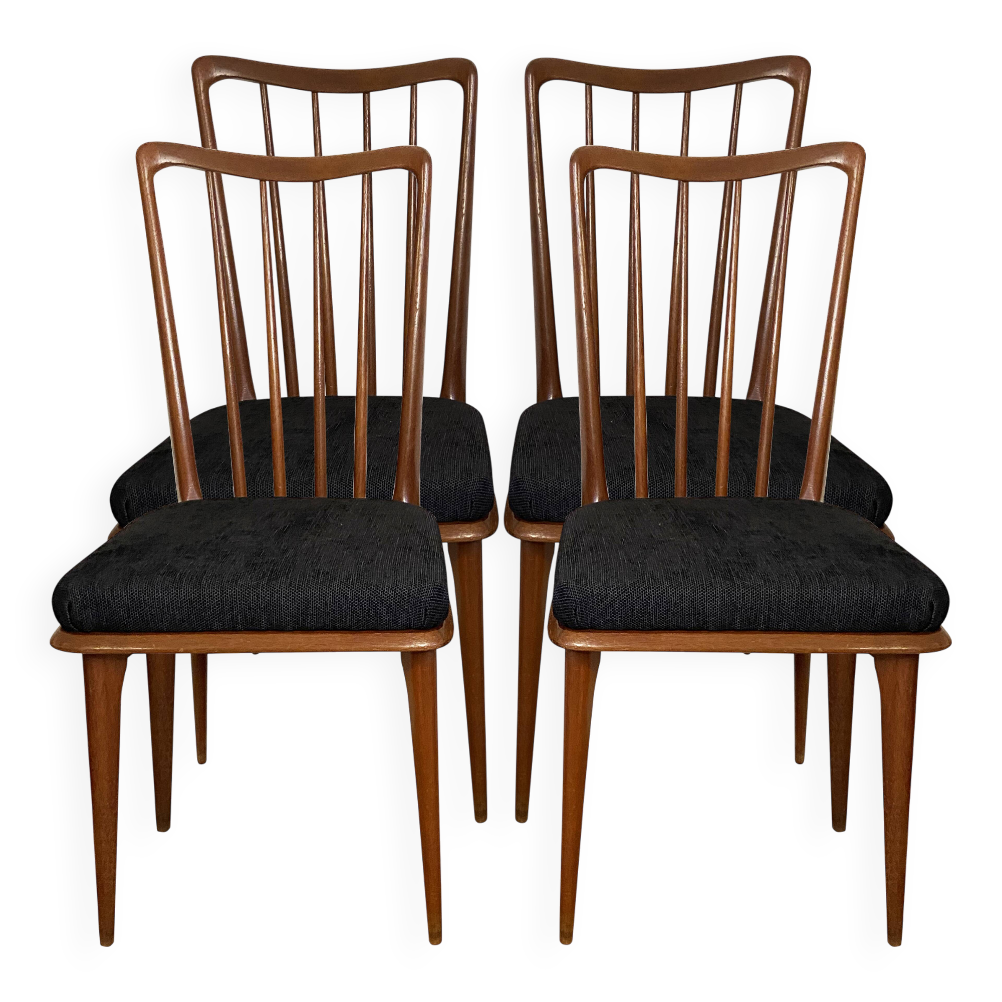 Set of 4 Scandinavian-style teak chairs