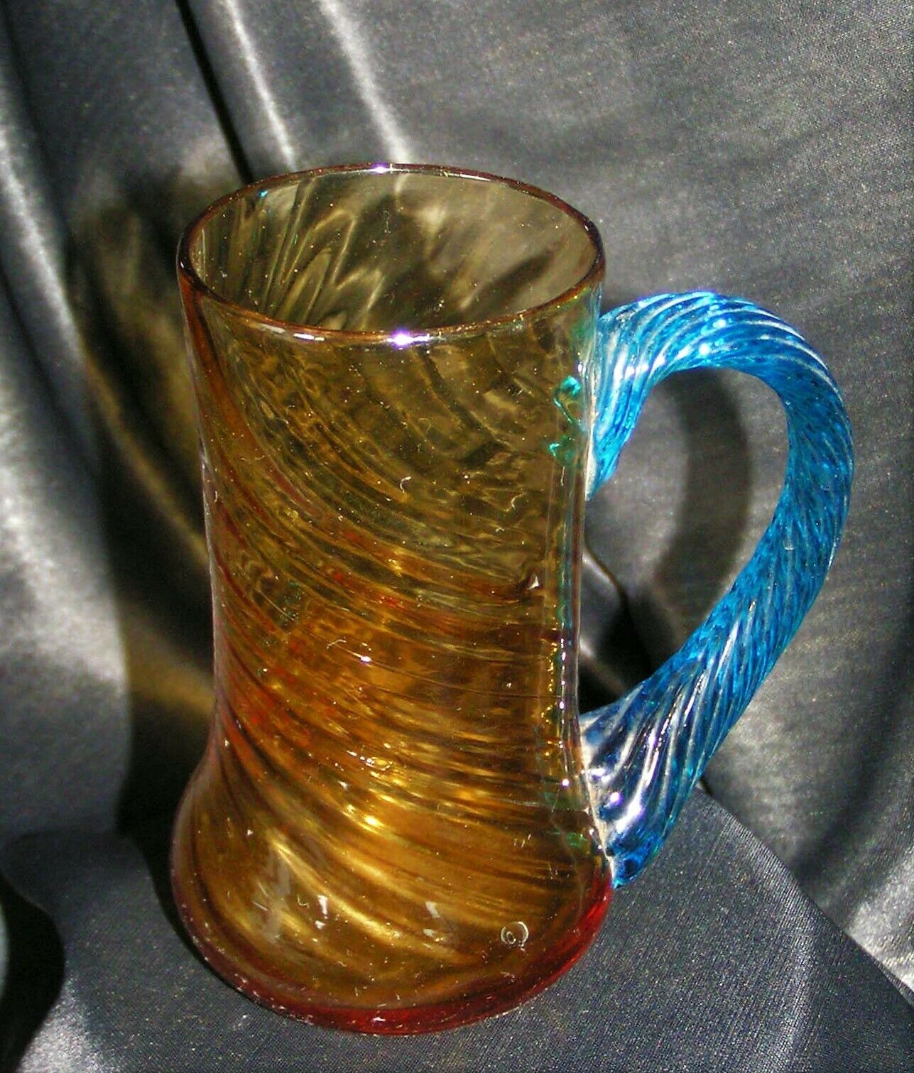 Amber glass and blue handle Portieux model Georges Sand XIXth