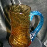 Amber glass and blue handle Portieux model Georges Sand XIXth