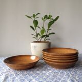 Lot de 6 assiettes creuses en grès, faïencerie longchamp