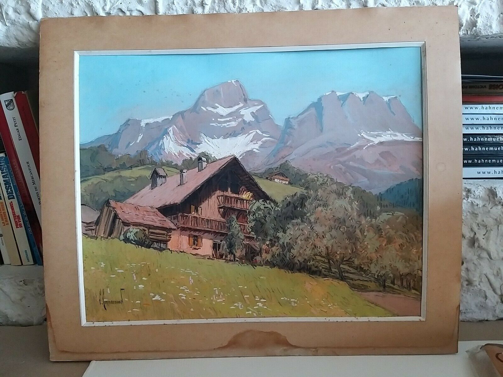 Peinture Pierre Commarmond mountain landscape Alps Cordon Pointe Percée Sallanches Savoie