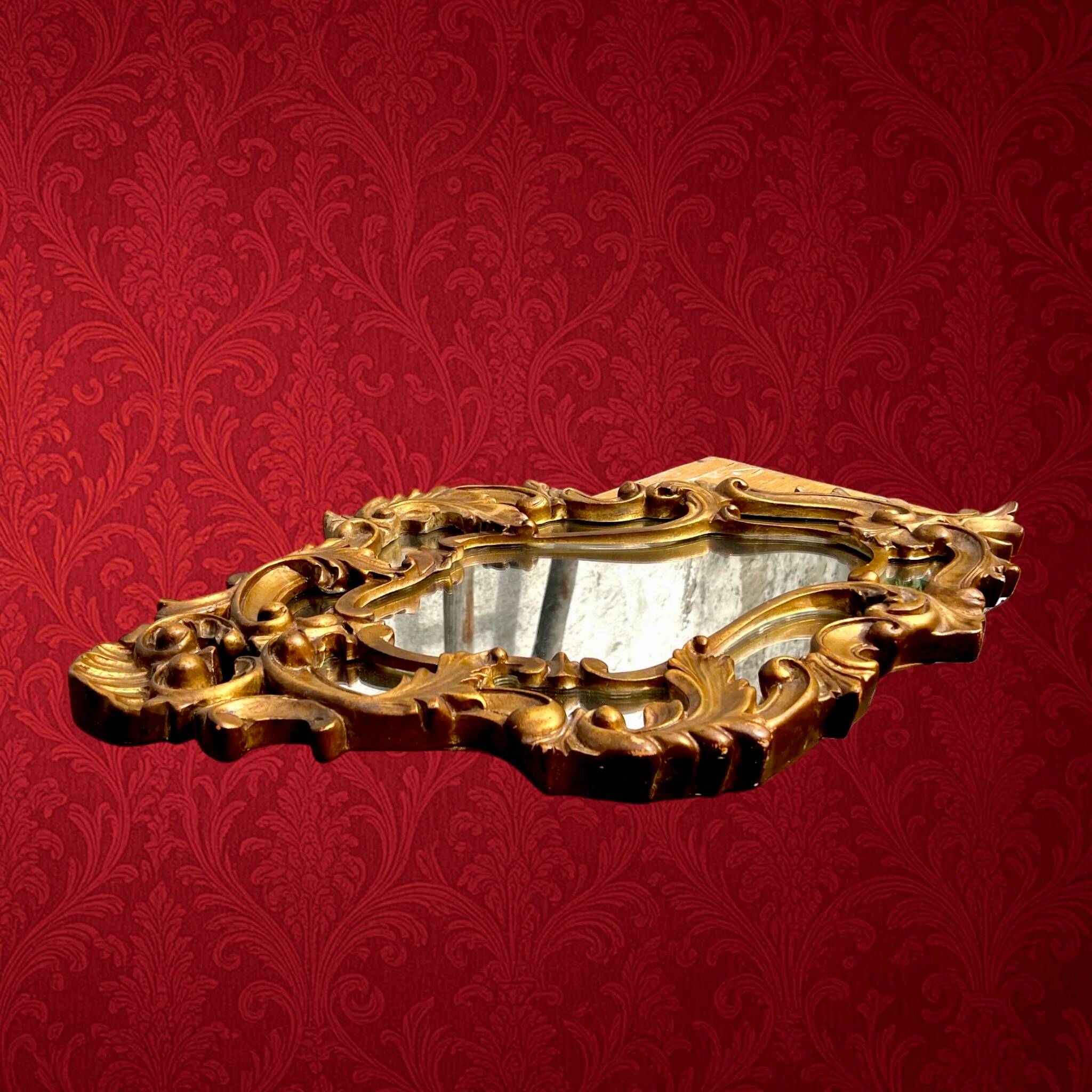 Golden wall mirror with a rococo Louis XV style – 1950s-60s