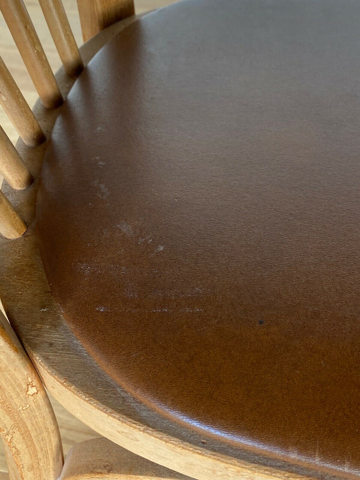 Four chairs Baumann 1960 with bars seated skaï brown label