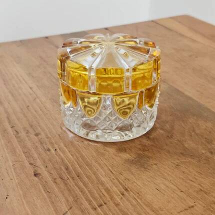 Boîte en cristal ambre et transparent Val Saint-Lambert Art déco
