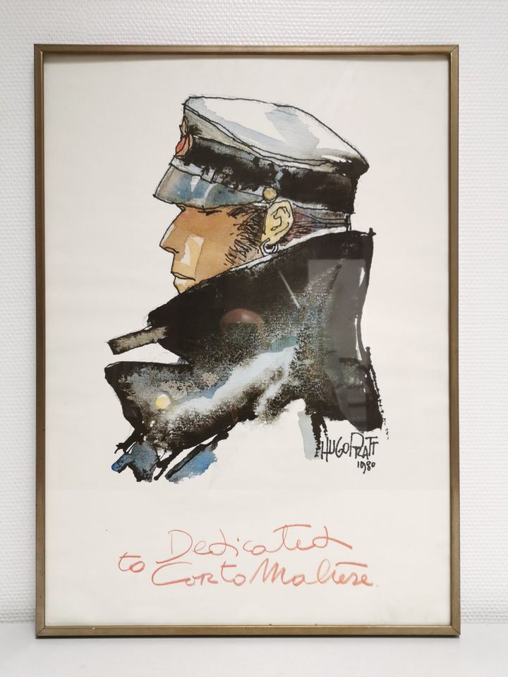 Affiche encadrée Hugo Pratt 1980 to dedicated Corto Maltese