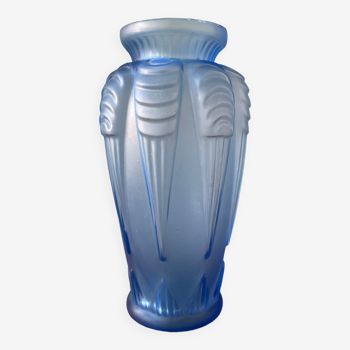 Vase Art Déco bleu signé Espaivet France