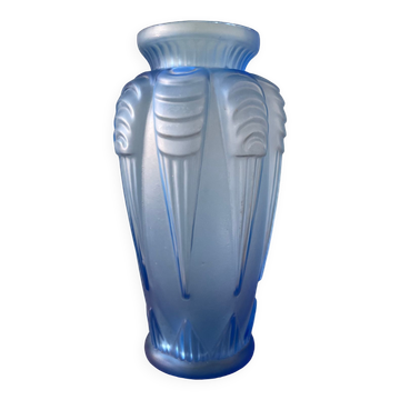 Vase Art Déco bleu signé Espaivet France