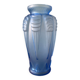 Vase Art Déco bleu signé Espaivet France
