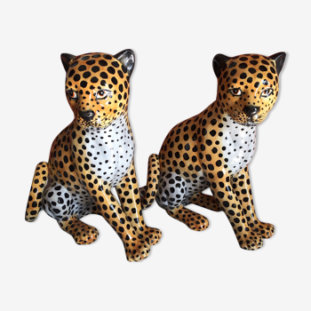 Pair of ceramic leopards