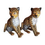 Pair of ceramic leopards