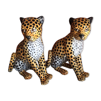 Pair of ceramic leopards