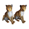 Paire de léopards en céramique