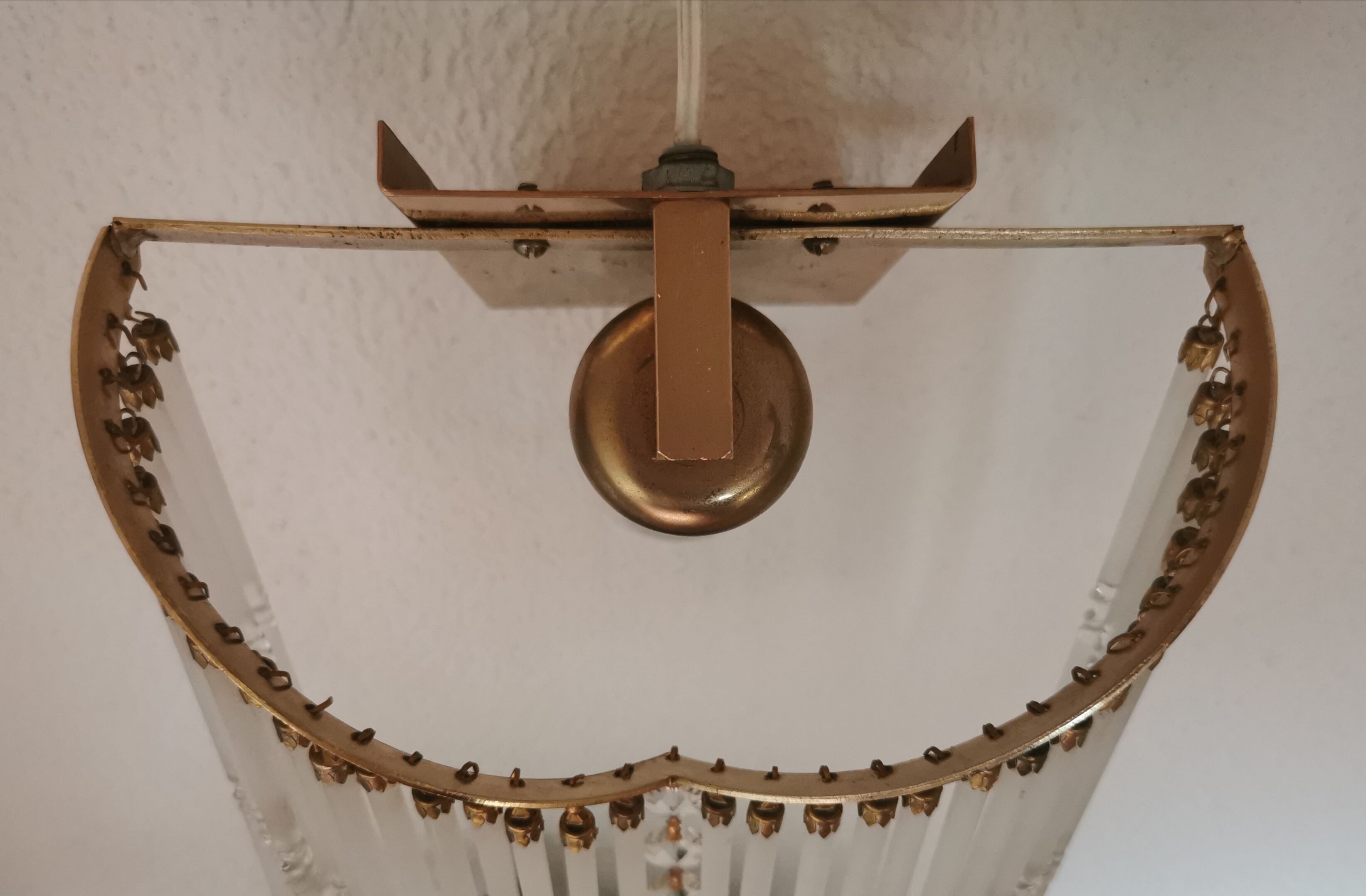 Vintage wall sconce gold metal and stamps