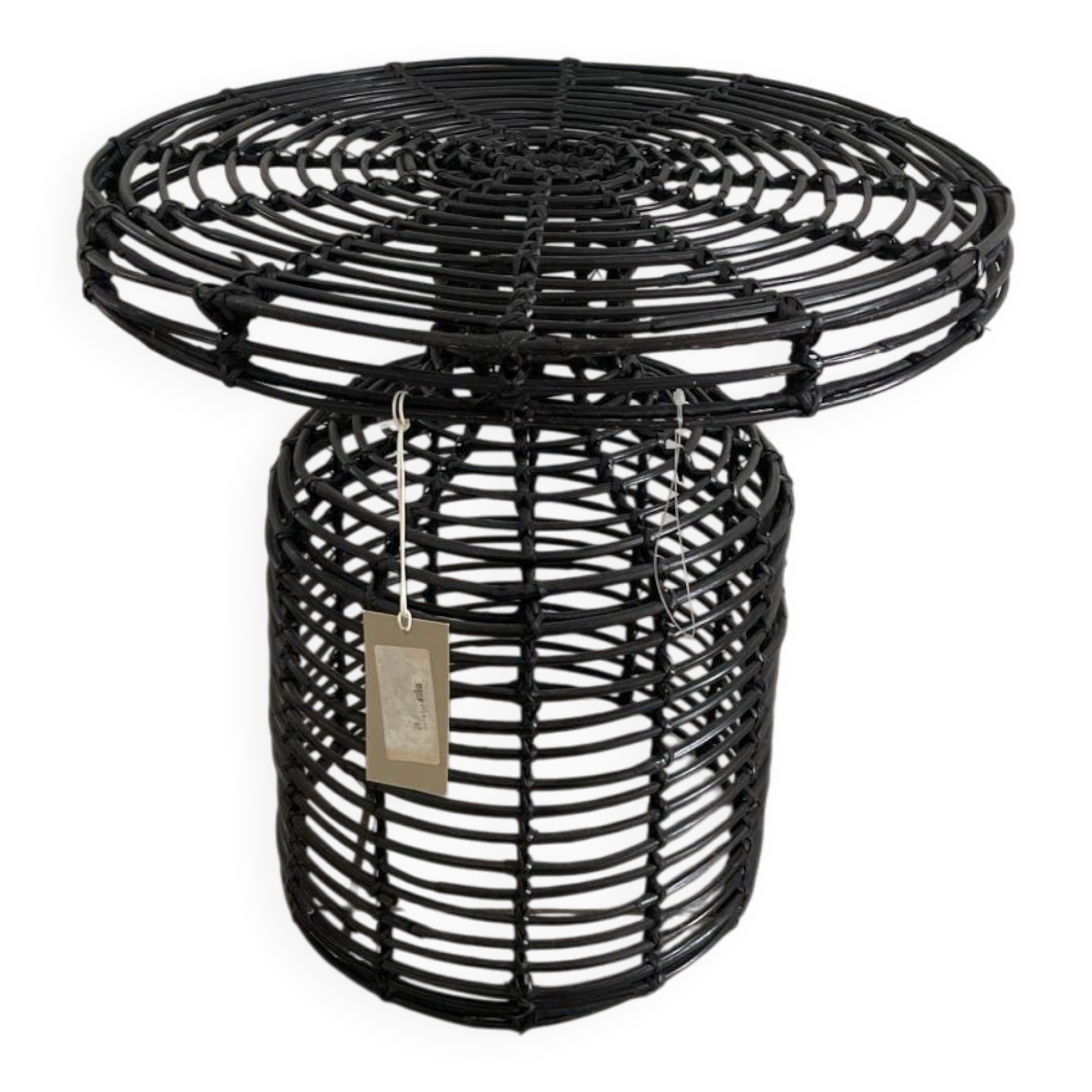 Bloomingville side table in black rattan – contemporary bohemian design