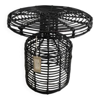 Bloomingville side table in black rattan – contemporary bohemian design