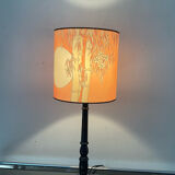 Vintage lamp in wood and silk