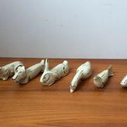 Set of 6 animal knife holders in Limoges porcelain