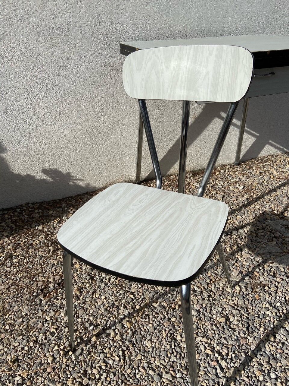White formica table with chair