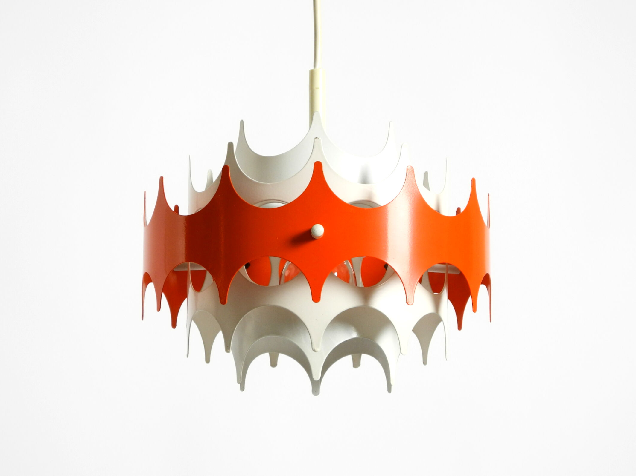 Beautiful small original 1960s Space Age metal pendant lamp by Doria