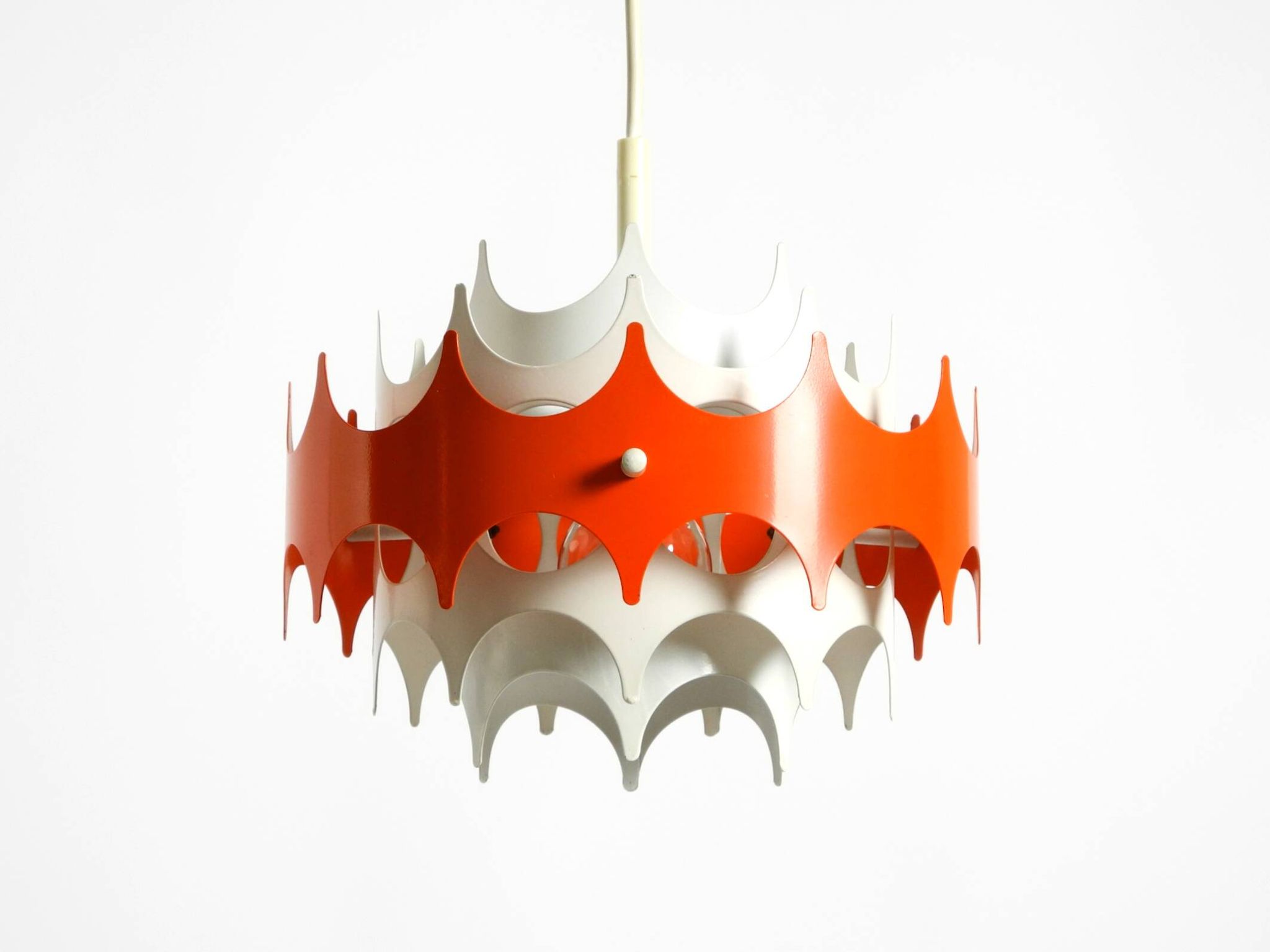 Beautiful small original 1960s Space Age metal pendant lamp by Doria