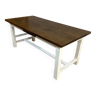 Table de ferme relooké blanc et bois
