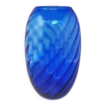 1970s gorgeous large blue vase by Ind. Vetraria Valdarnese. Made in Italy