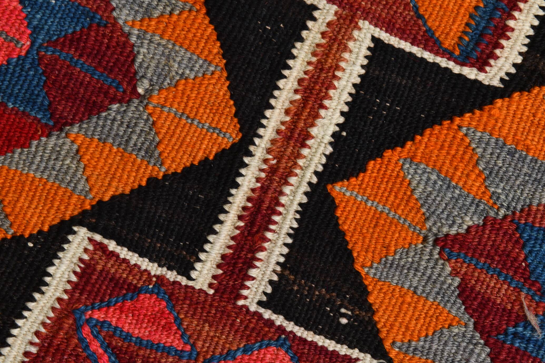 Red & Orange Oriental Kilim Runner Rug, 105x340Cm