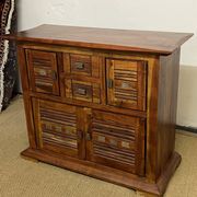 Solid acacia wood sideboard 4 doors, 2 drawers