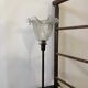 Table lamp with a vintage antique globe in ridged glass mounted on gilded stand