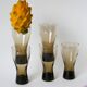 Set of 5 large Long Drink glasses in smoked glass Design, 1970