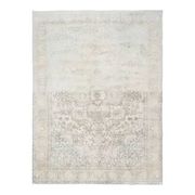 1970s Vintage Persian Handmade Wool Cotton Beige Area Rug 285x370