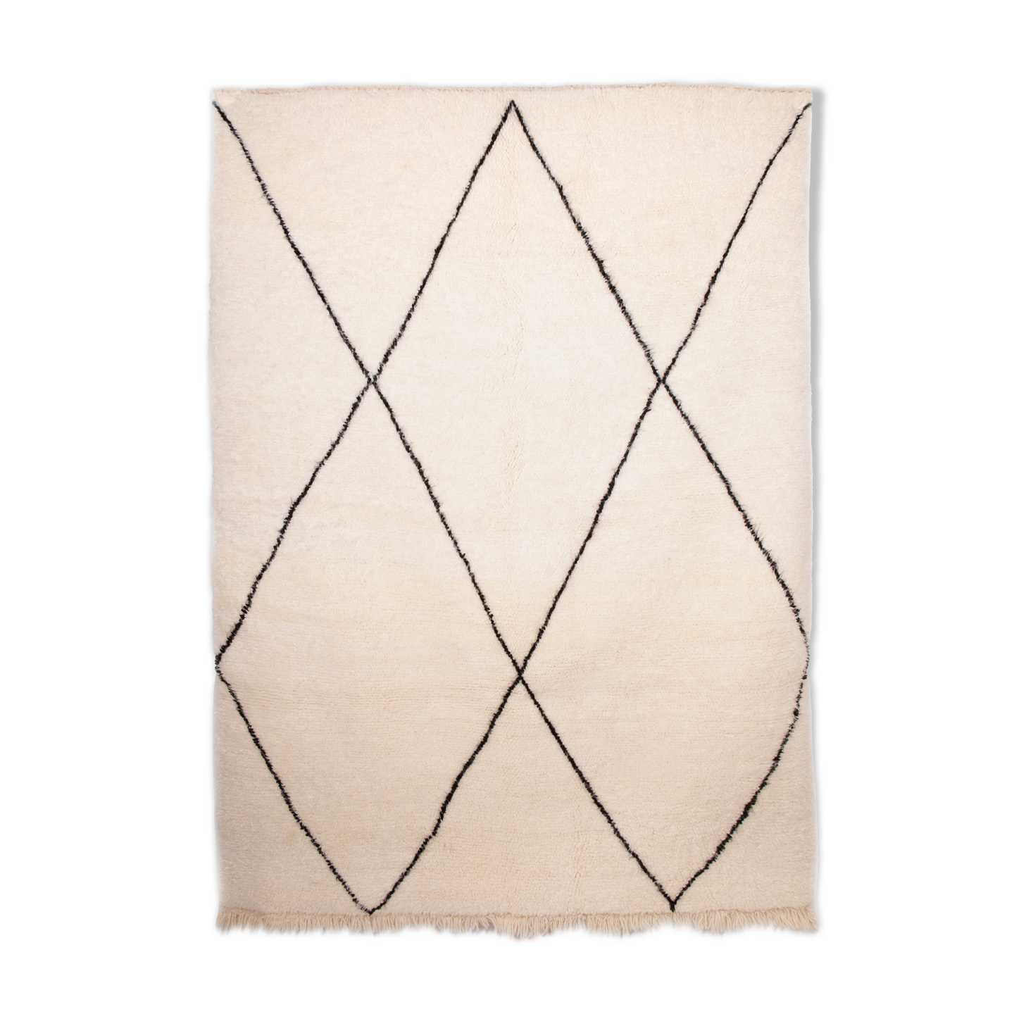 Berber carpet beni ouarain with black diamonds 220 x 164 cm