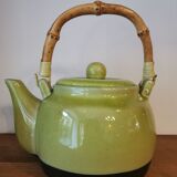 Teapot in glazed stoneware and bamboo