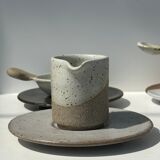 Modular Indonesian ceramic tableware service (6 elements + cups)