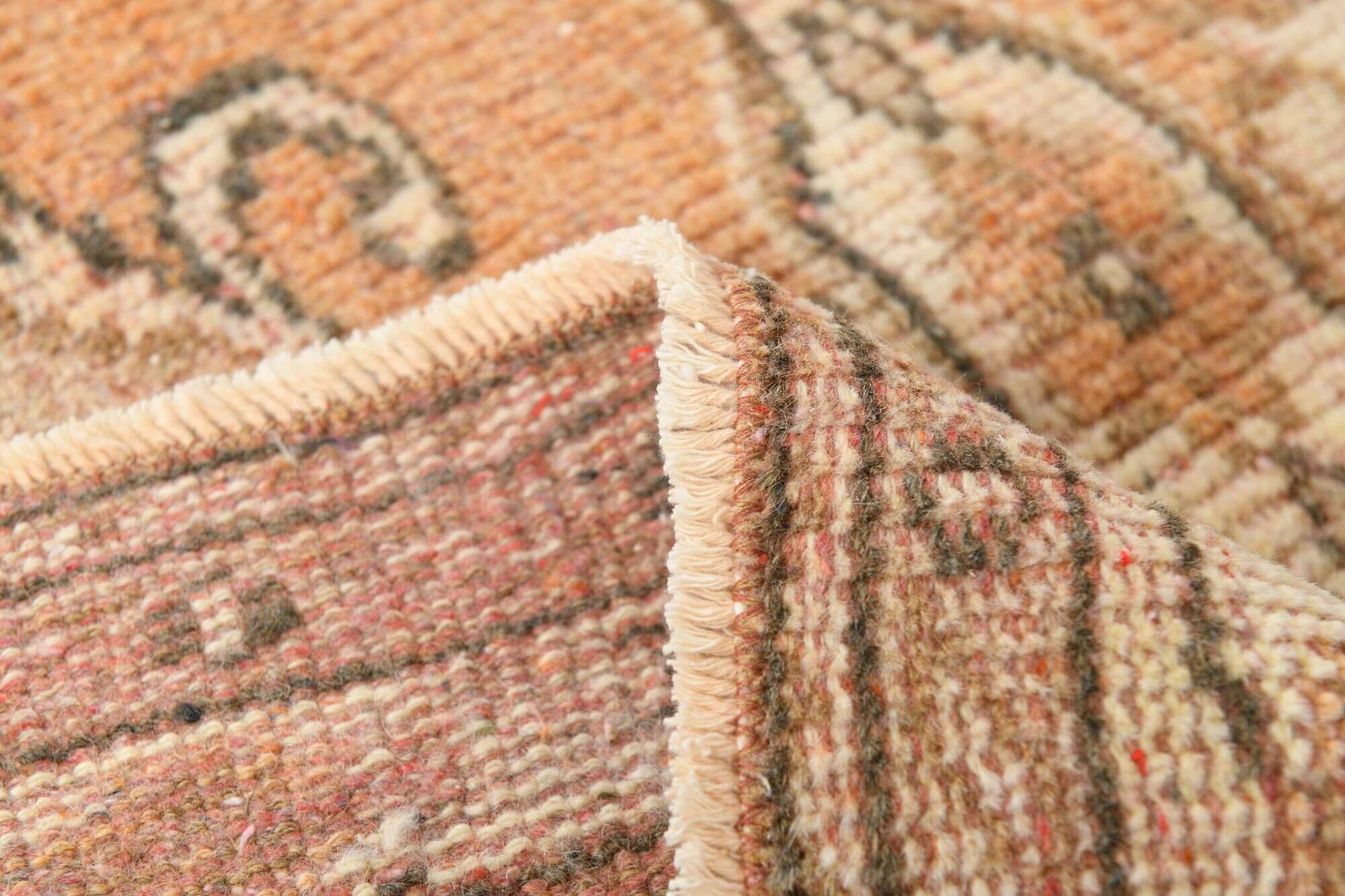 Tapis Oushak Vintage, Laine Fait Main, Beige et Pêche, 168x257 Cm