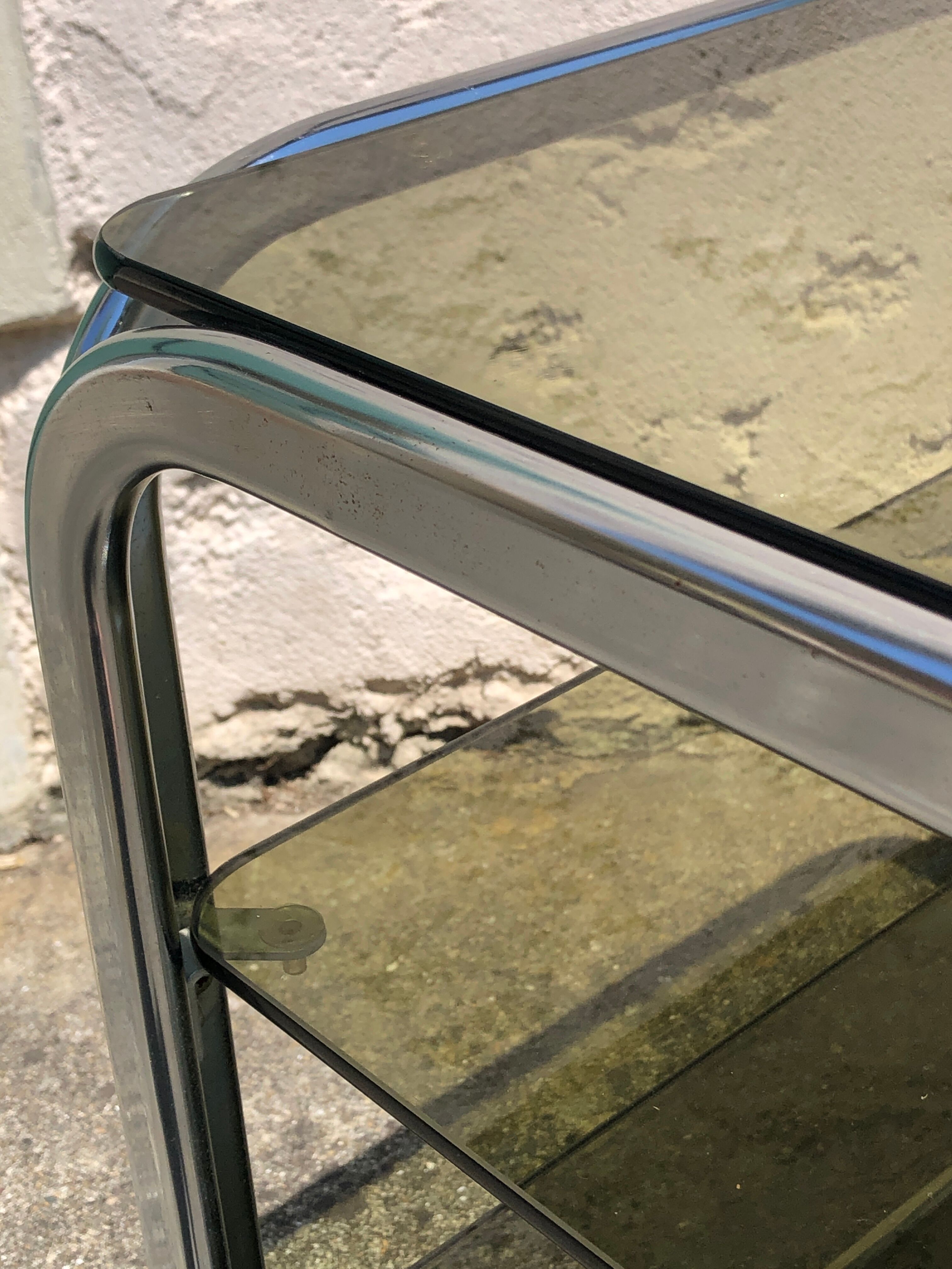 Chrome furniture and smoked glass 1970