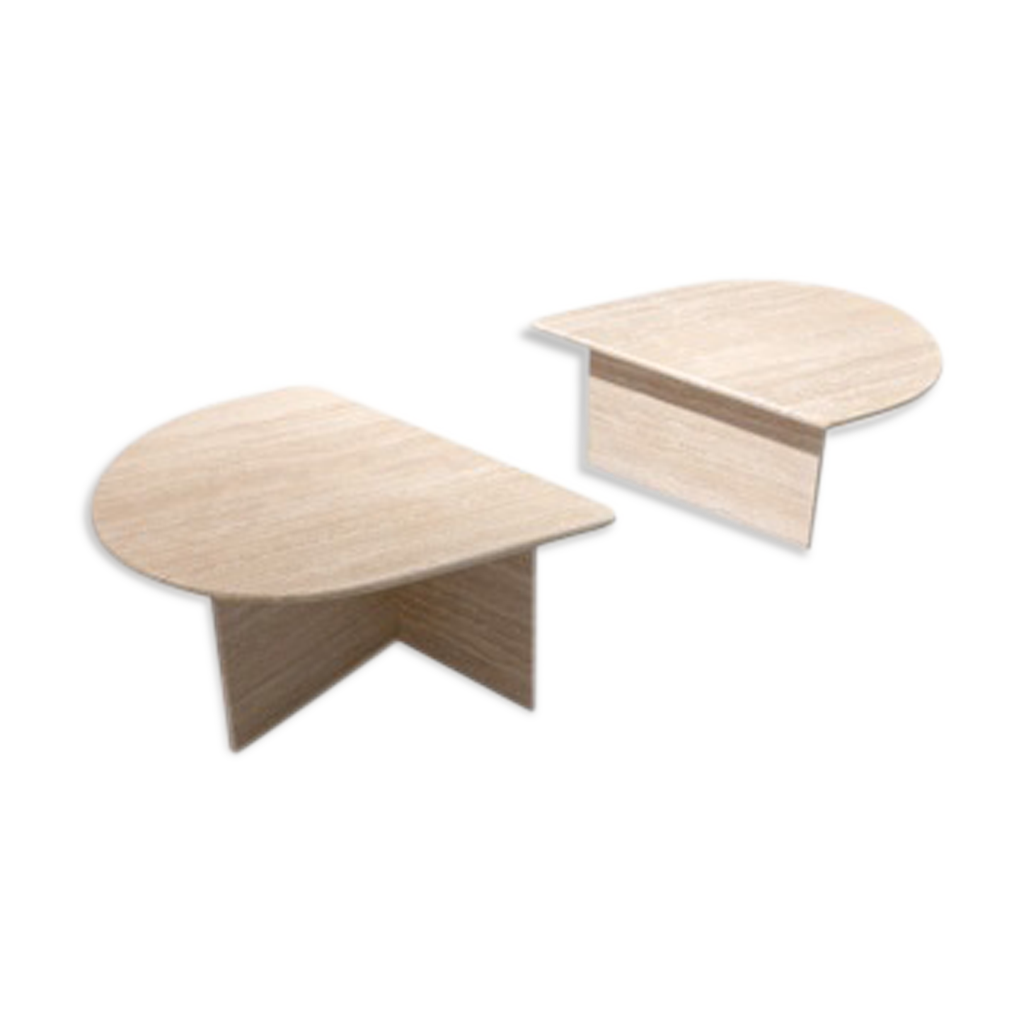 Pair of modernist in travertine 1970 lounge tables s